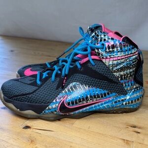 Nike LeBron 12 NSRL Youth Sneakers Black Blue Pink 5.5